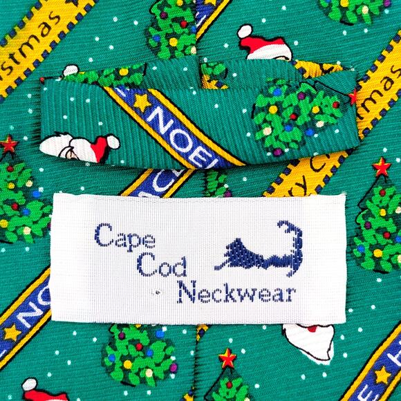 Vintage Cape Cod Neckwear Repp Tie Novelty Christmas Santa Peace Hope Noel Green - Picture 2 of 11